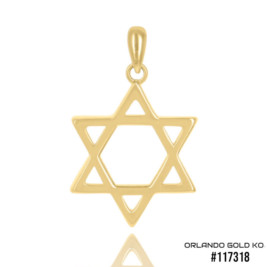 925 Solid Silver Yellow-Tone Gold Vermeil Unisex Star Of David Religious Symbol Charm Pendant #117318