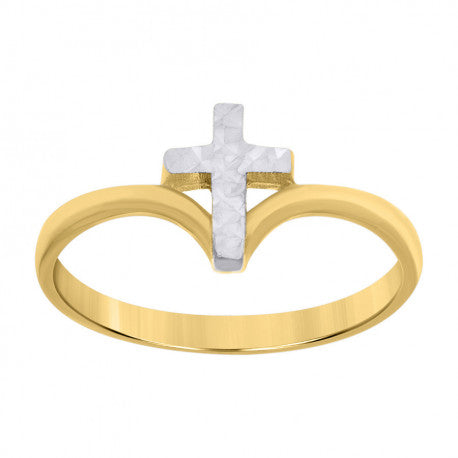 10kt Two-Tone Gold Womens Cross Religious Ring