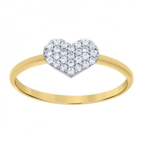 10kt Two-Tone Gold Womens Cubic-Zirconia Heart Love Ring