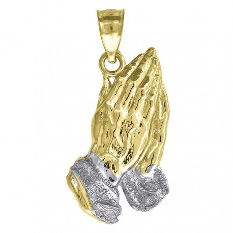 10kt Two-Tone Gold Mens Praying Hands Religious Charm Pendant