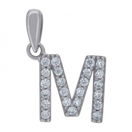 925 Solid Silver Unisex Micro Initial Charm Pendant (5A Round Cut CZ Stones) Alphabet Letters A-Z