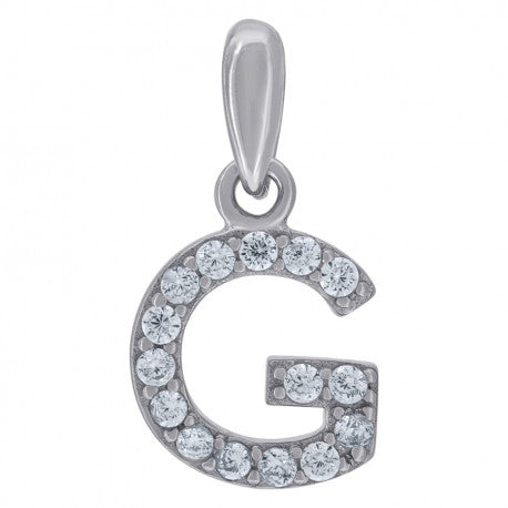 925 Solid Silver Unisex Micro Initial Charm Pendant (5A Round Cut CZ Stones) Alphabet Letters A-Z