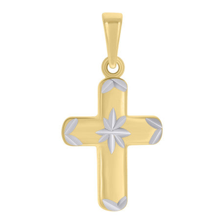 10kt Two-tone Gold Unisex Cross Religious Charm Pendant