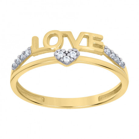 10kt Two-Tone Gold Womens Cubic-Zirconia Love Heart Love Ring