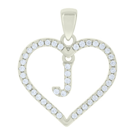 925 Silver White Initial Set 925 Silver Intial Heart Charm Pendant(Any Letter A-Z)+925 Silver 2mm Cuban Link Chain (Any Length) only $74.99 Entire Set!