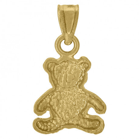 10kt Yellow Gold Womens Diamond-Cut Baby Teddy Bear Heart Charm Pendant