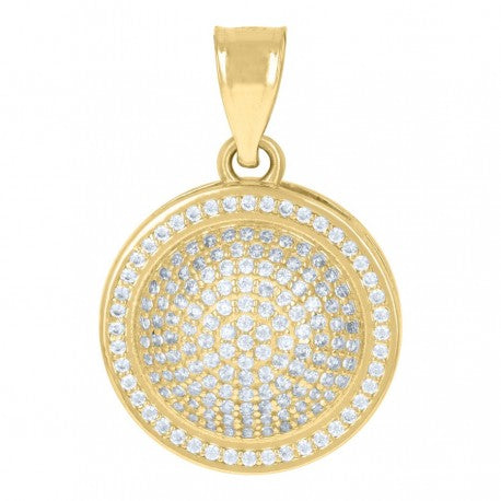 10kt Yellow Gold Mens Cubic-Zirconia Cluster Round Fashion Medallion Charm Pendant