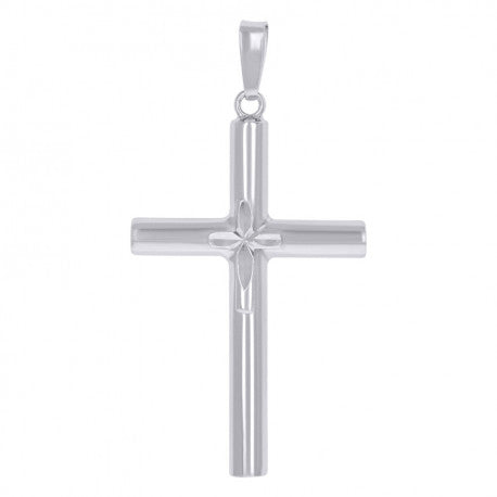 925 Solid Silver Unisex Diamond-Cut Cross Religious Charm Pendant 111117