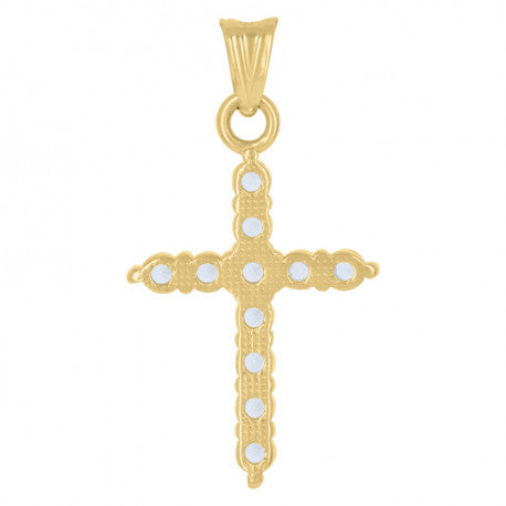 10kt Yellow Gold Womens Cubic-Zirconia Cross Religious Charm Pendant