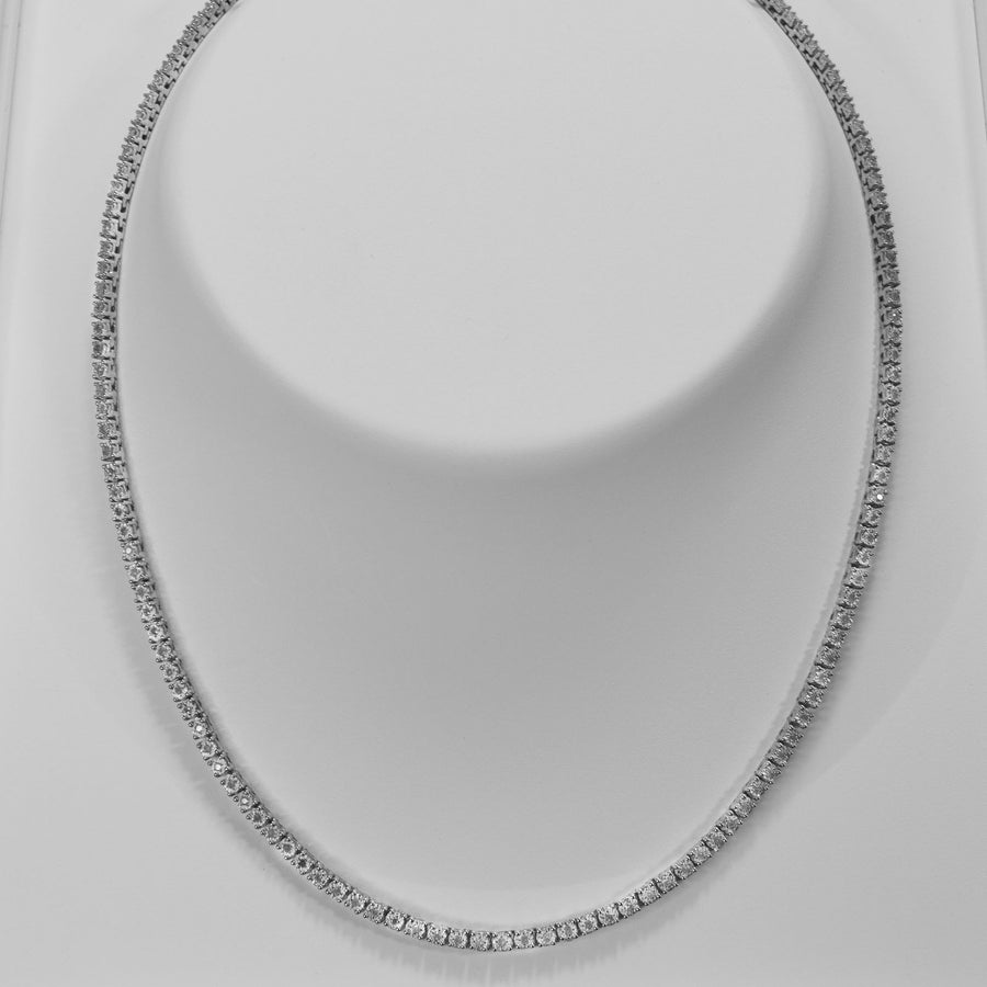 1 1/3 CT Natural Diamond Unisex 925 Silver Tennis Chain(16”-24”) #159679