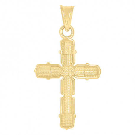 10kt Yellow Gold Mens Cross Religious Charm Pendant
