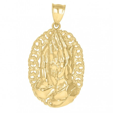 10kt Yellow Gold Mens Praying Hands Religious Symbol Charm Pendant