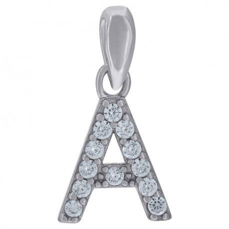 925 Solid Silver Unisex Micro Initial Charm Pendant (5A Round Cut CZ Stones) Alphabet Letters A-Z