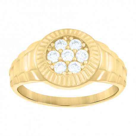 10kt Yellow Gold Womens Cubic-Zirconia Fashion Ring