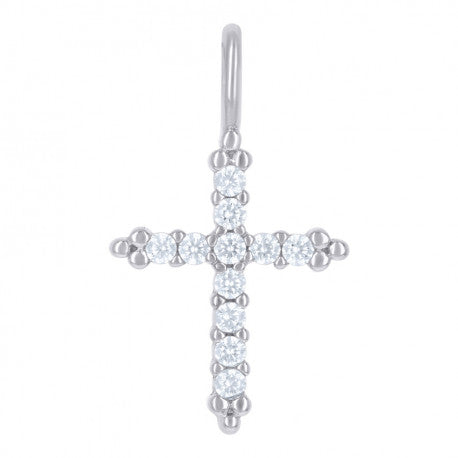 925 Solid Silver Womens Cubic-Zirconia Cross Religious Charm Pendant 110726