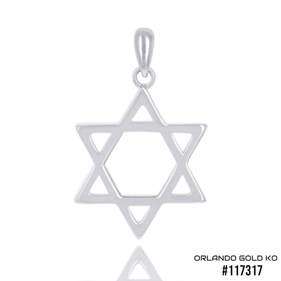 .925 Solid Silver Unisex Star Of David Religious Symbol Charm Pendant 117317