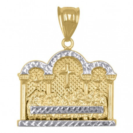 10kt Gold Two-Tone Diamond-Cut Mens Last Supper Religious Charm Pendant