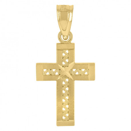 10kt Yellow Gold Mens Cross Religious Charm Pendant