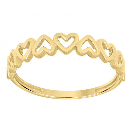 10kt Yellow Gold Womens Hearts Ring