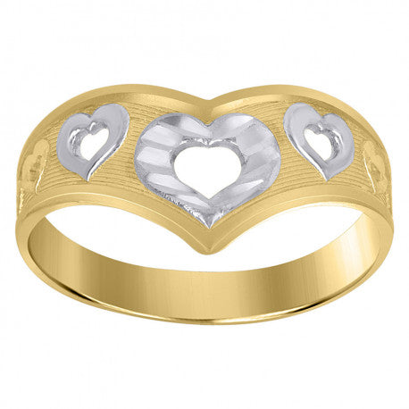 10kt Two-Tone Gold Womens Heart Ring