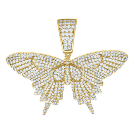 925 Yellow Silver Gold Vermeil Butterfly Fashion Charm Pendant (Round 5A Quality CZ Stones)119376