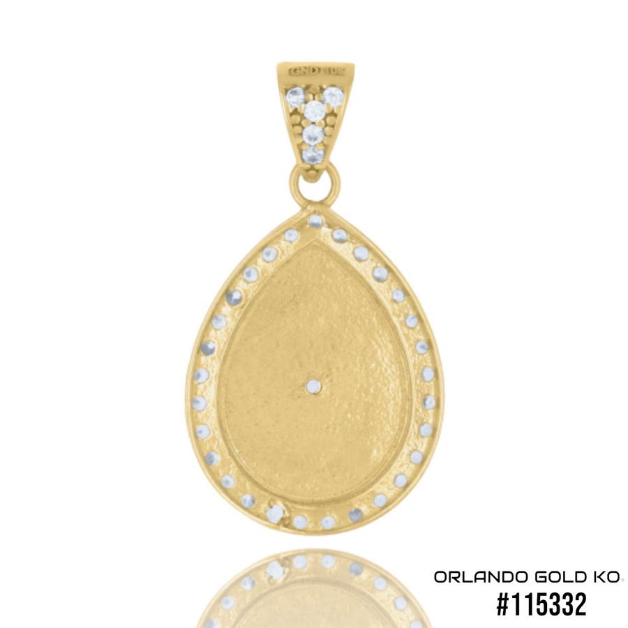 10kt Two-tone Gold Womens Cubic-Zirconia Tear Drop Star Of David Symbol Religious Charm Pendant #115332