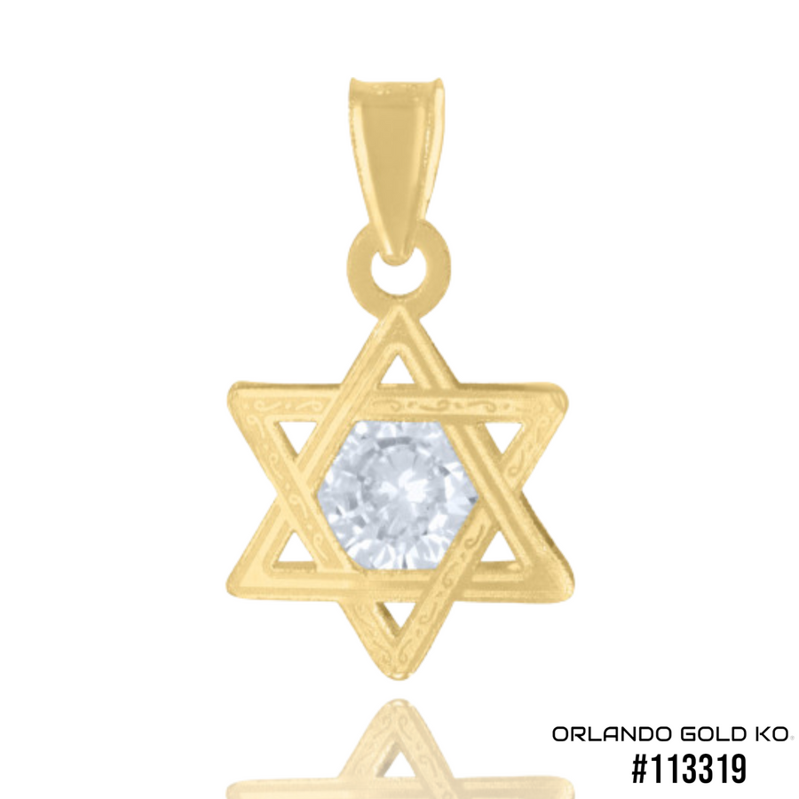 14kt Yellow Gold Mens Star Of David Religious Symbol Charm Pendant #113319