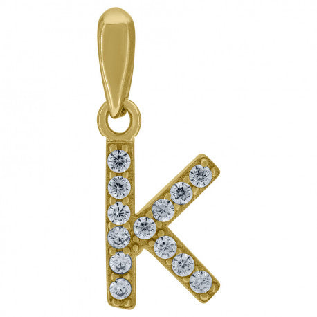 925 Solid Silver Yellow Gold Vermeil Unisex Micro Initial Charm Pendant (5A Round Cut CZ Stones) Alphabet Letters A-Z