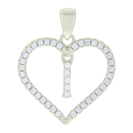 925 Silver White Initial Set 925 Silver Intial Heart Charm Pendant(Any Letter A-Z)+925 Silver 2mm Cuban Link Chain (Any Length) only $74.99 Entire Set!