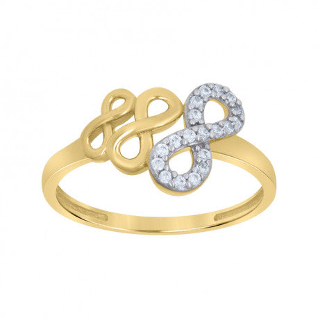 10kt Two-Tone Gold Womens Cubic-Zirconia Love Symbol Infinity Ring