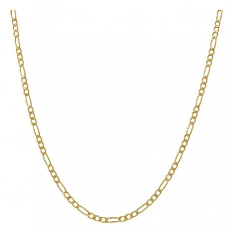 10kt Yellow Gold Unisex Hollow Figaro Chain 2.3mm 18 to 24 inches
