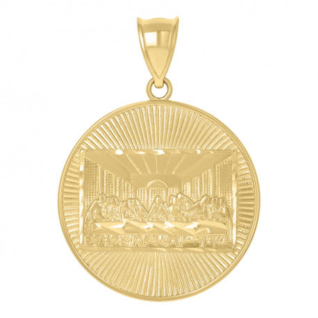 10kt Yellow Gold Mens Last Supper Religious Charm Pendant