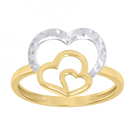 10kt Two-Tone Gold Womens Triple Heart Ring