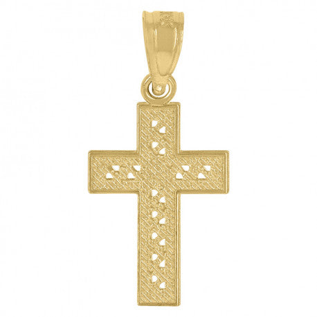 10kt Yellow Gold Mens Cross Religious Charm Pendant