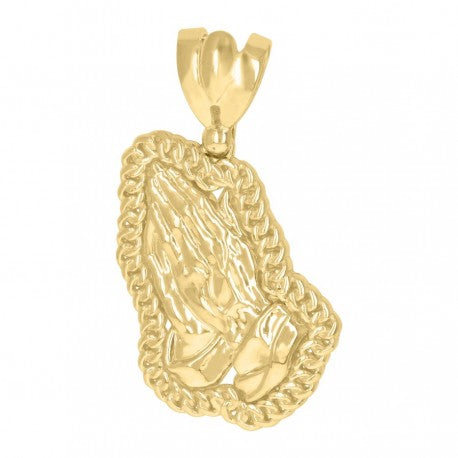 Copy of 10kt Yellow Gold Mens Praying Hands Religious Symbol Charm Pendant