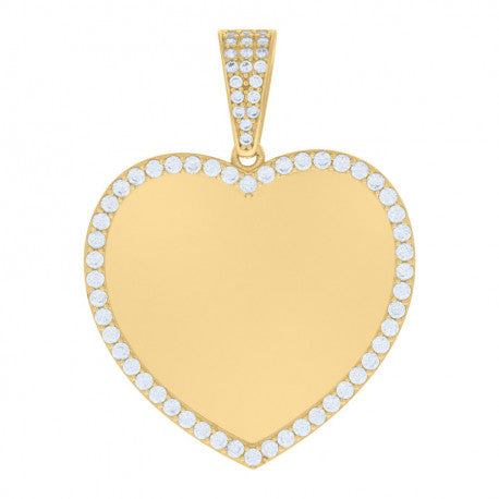 10kt Yellow Gold Womens Cubic-Zirconia Heart Photo Frame Charm Pendant
