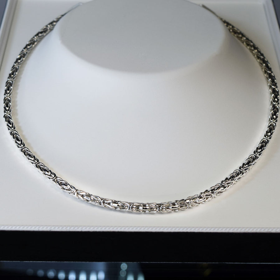 White 925 Silver Unisex 4.2mm ByzantineChain(16”to 24”)991769W