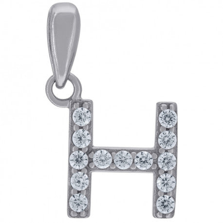 925 Solid Silver Unisex Micro Initial Charm Pendant (5A Round Cut CZ Stones) Alphabet Letters A-Z