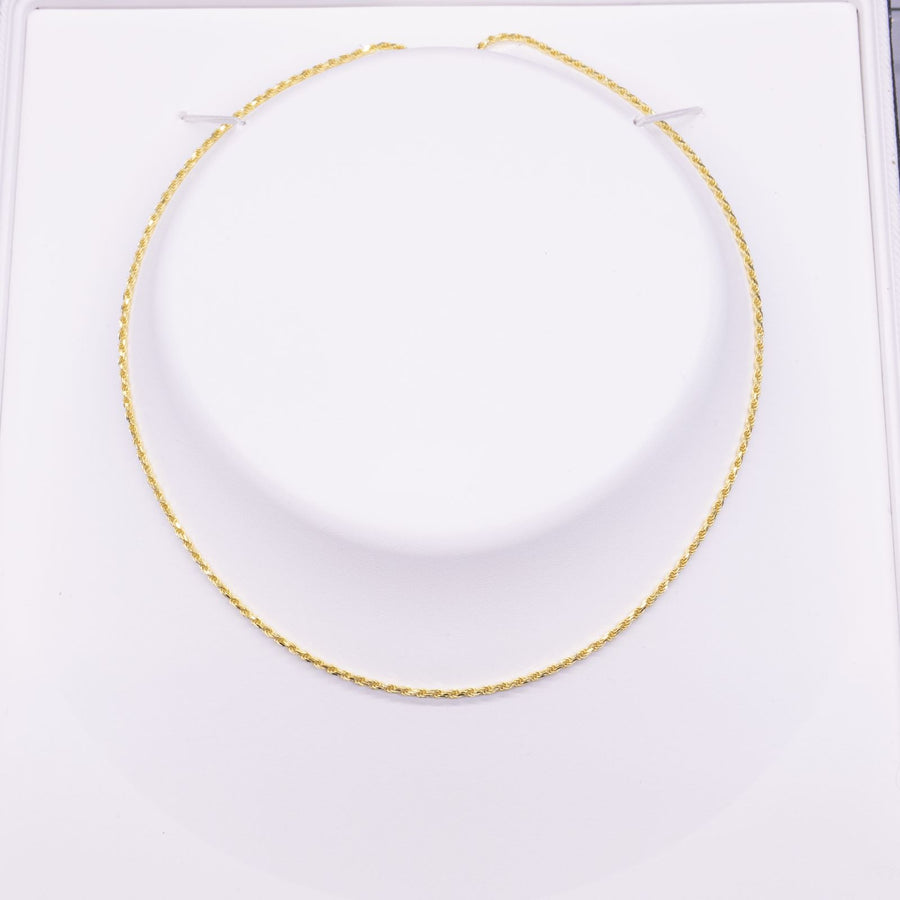 925 Silver Unisex Yellow Gold Vermeil 1.5mm Rope Chain(18” to 24” Length)