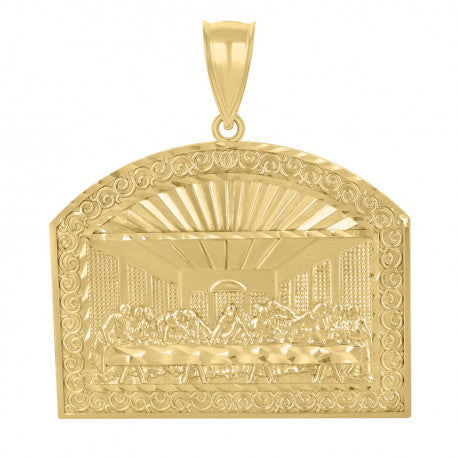 10kt Yellow Gold Mens Last Supper Religious Charm Pendant