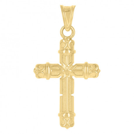 10kt Yellow Gold Mens Cross Religious Charm Pendant