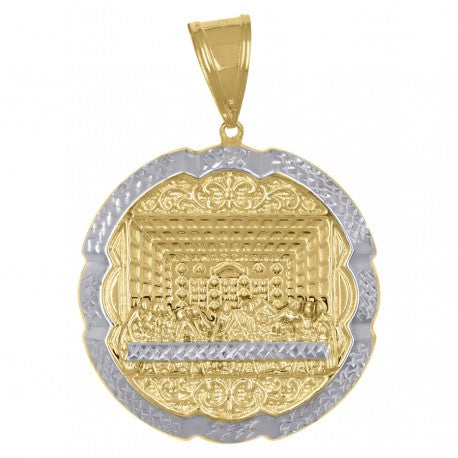 10kt Gold Two-Tone Diamond-Cut Mens Last Supper Religious Medallion Charm Pendant