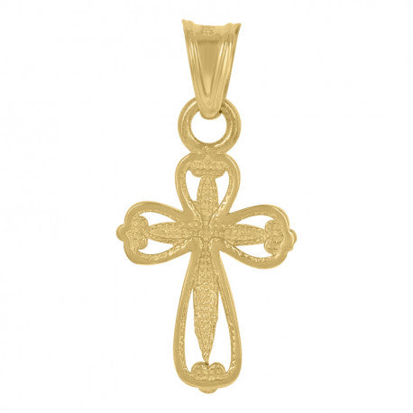 10kt Yellow Gold Mens Cross Religious Charm Pendant