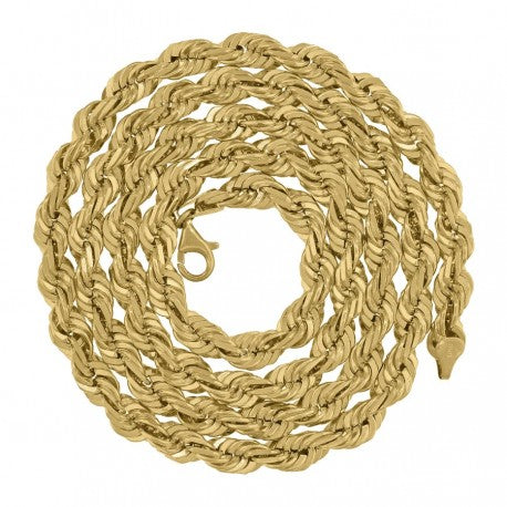 10kt Yellow Gold Solid Rope Chain 7mm 22 to 24 inches