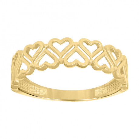 10kt Yellow Gold Womens Hearts Ring