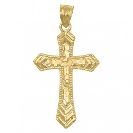10kt Yellow Gold Unisex Passion Cross Religious Charm Pendant