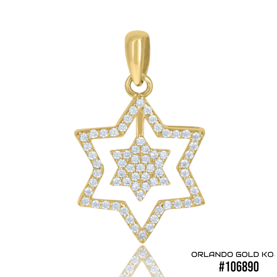 10kt Yellow Gold Womens Cubic Zirconia Star Of David Religious Charm Pendant #106890