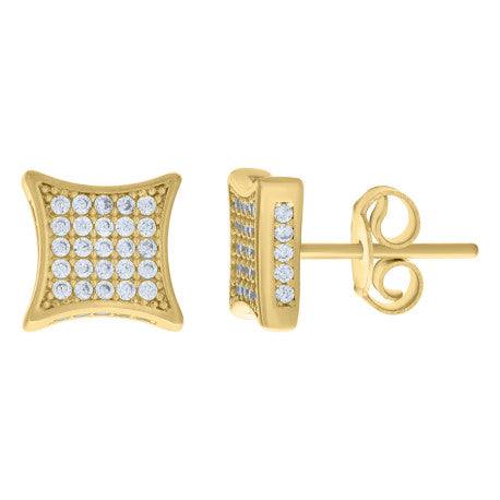 10kt Yellow Gold Unisex Cubic-Zirconia Square Stud Earrings