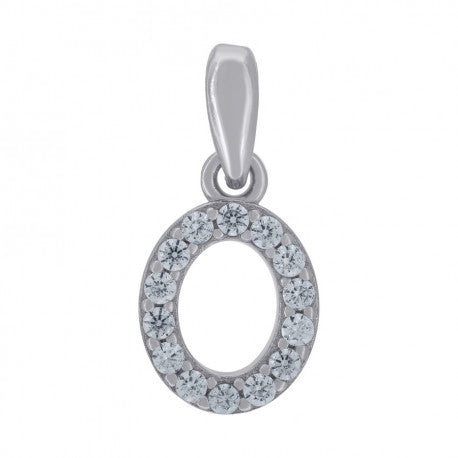 925 Solid Silver Unisex Micro Initial Charm Pendant (5A Round Cut CZ Stones) Alphabet Letters A-Z