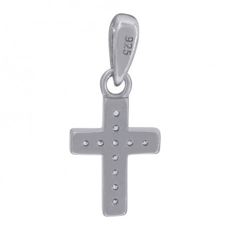 925 Solid Silver Unisex Cubic-Zirconia Cross Religious Charm Pendant 104250